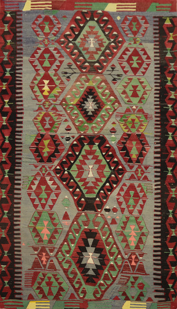 Vibrant Kilim Area Rug 6x10 with Intricate Geometric Patterns