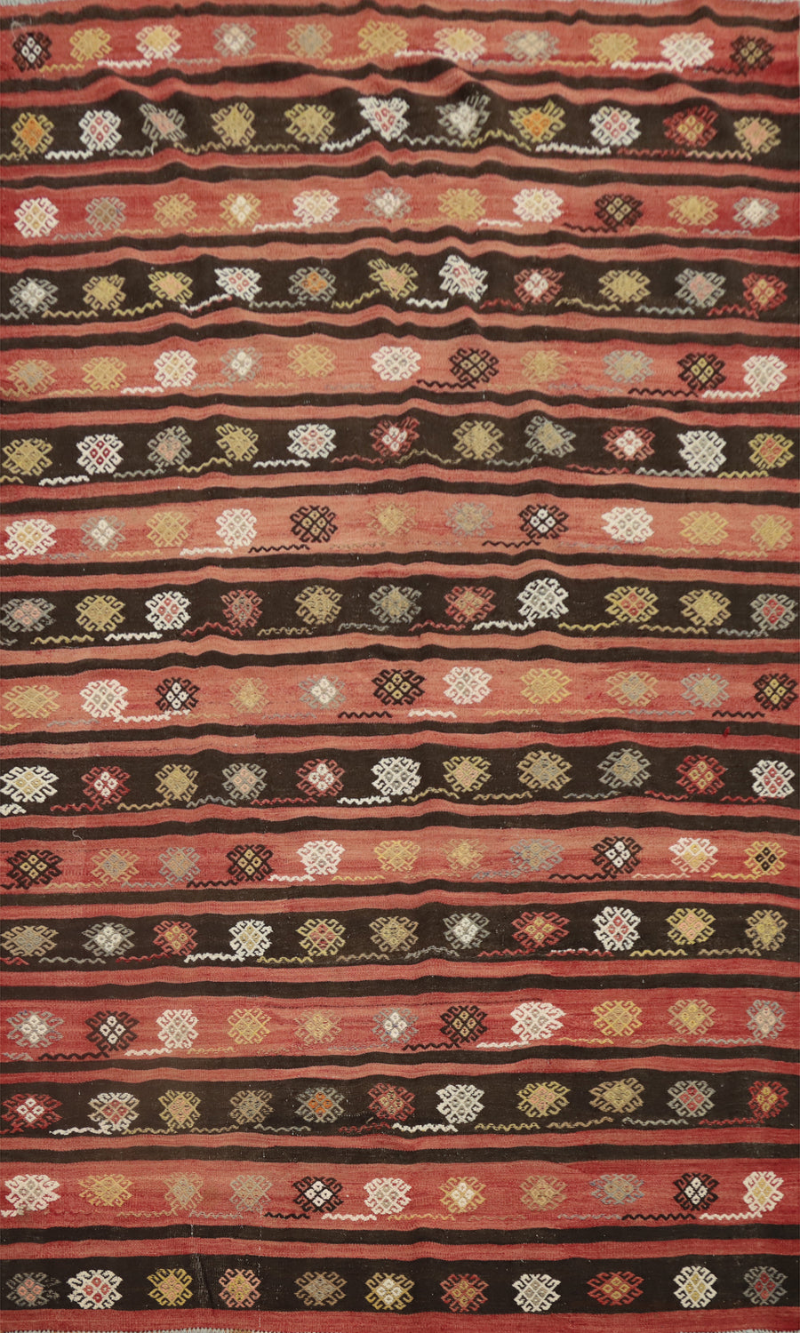 Unique Tribal Patterns on Handcrafted Kilim Area Rug 6x9