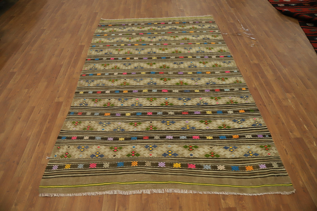 Vegetable Dye Kilim Turkish Area Rug 6x8