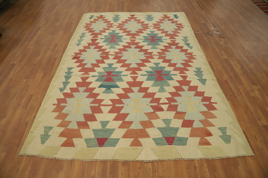 Vegetable Dye Kilim Turkish Area Rug 6x9