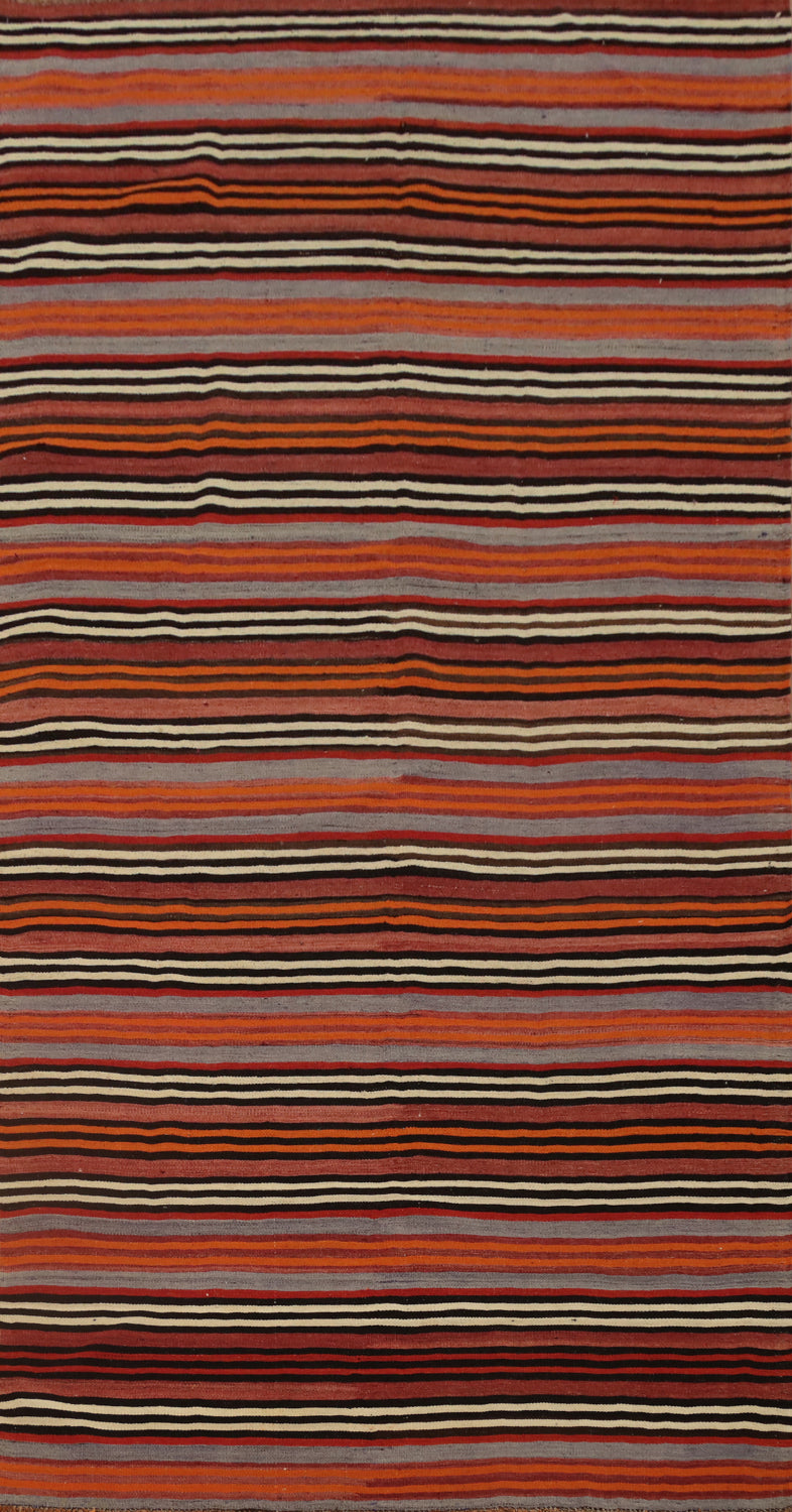 Vibrant Striped Kilim Area Rug 5x11 Perfect for Warm and Cozy Spaces