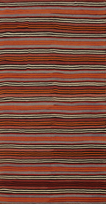 Vibrant Striped Kilim Area Rug 5x11 Perfect for Warm and Cozy Spaces