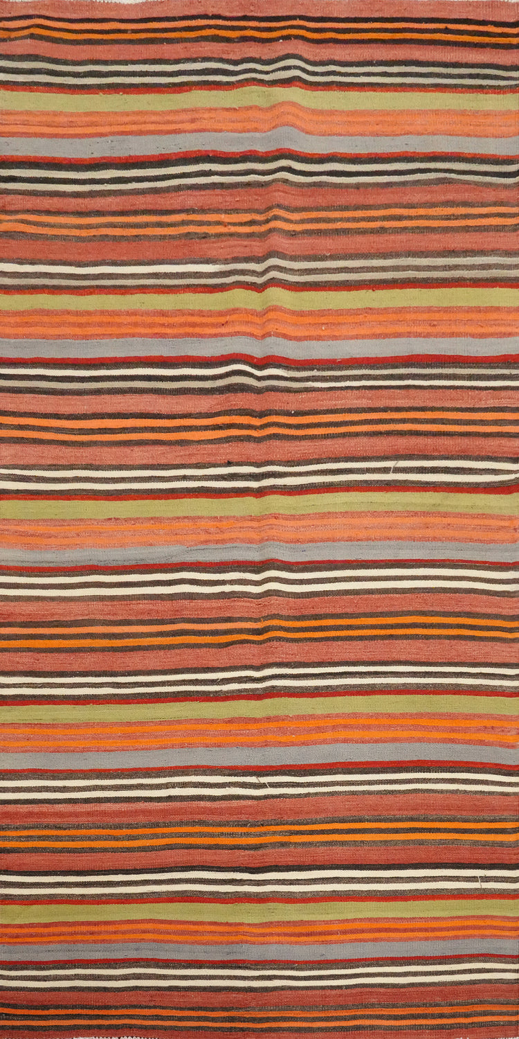 Vegetable Dye Kilim Turkish Runner Rug 4x9