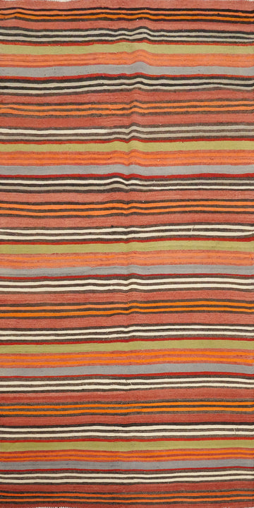 Vegetable Dye Kilim Turkish Runner Rug 4x9