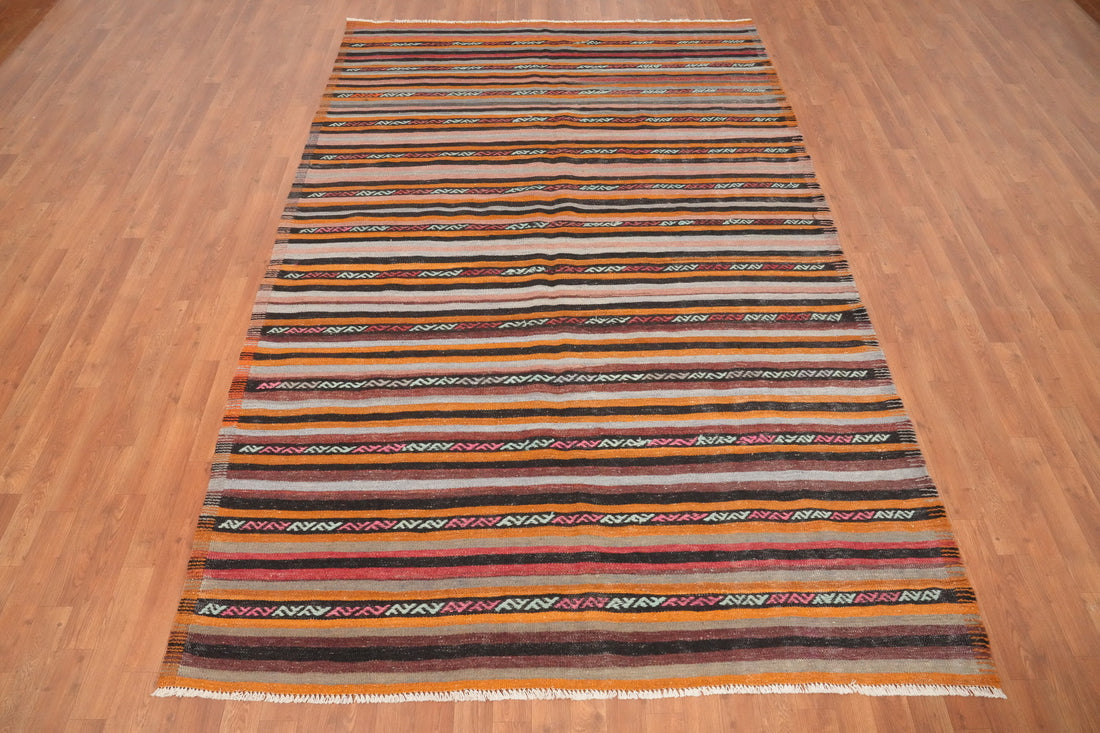 Vegetable Dye Kilim Turkish Area Rug 6x10