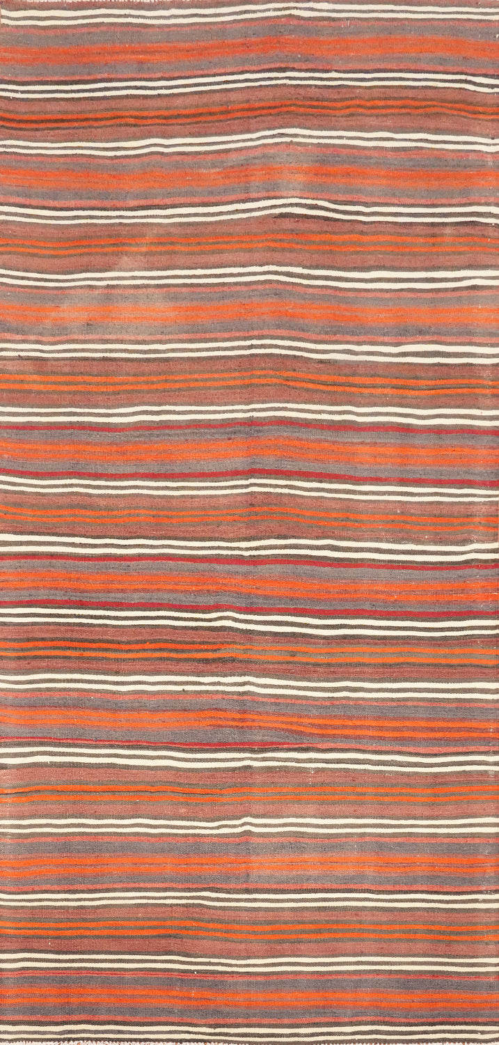 Vegetable Dye Kilim Striped Wool Area Rug 5x11