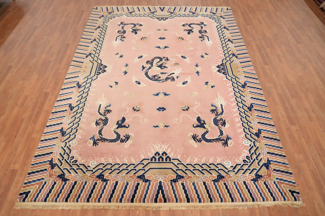 Vegetable Dye Art Deco Chinese Area Rug 8x11