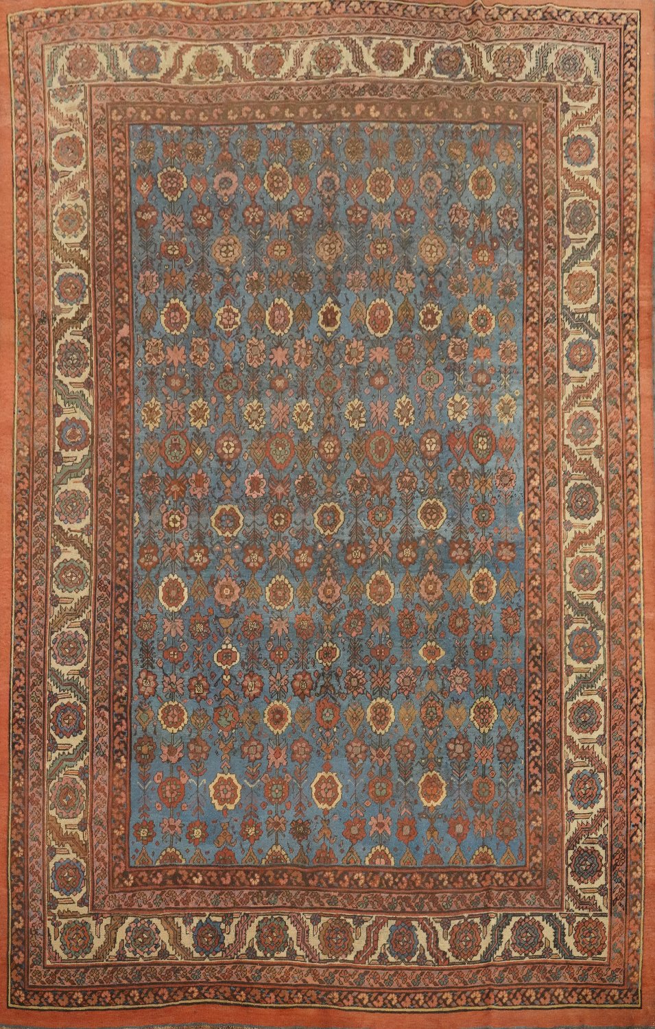 Pre-1900 Antique Vegetable Dye Heriz Serapi Persian Area Rug 9x11