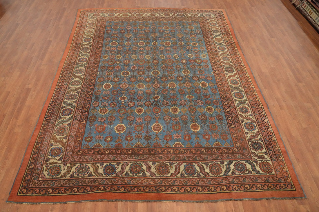 Pre-1900 Antique Vegetable Dye Heriz Serapi Persian Area Rug 9x11