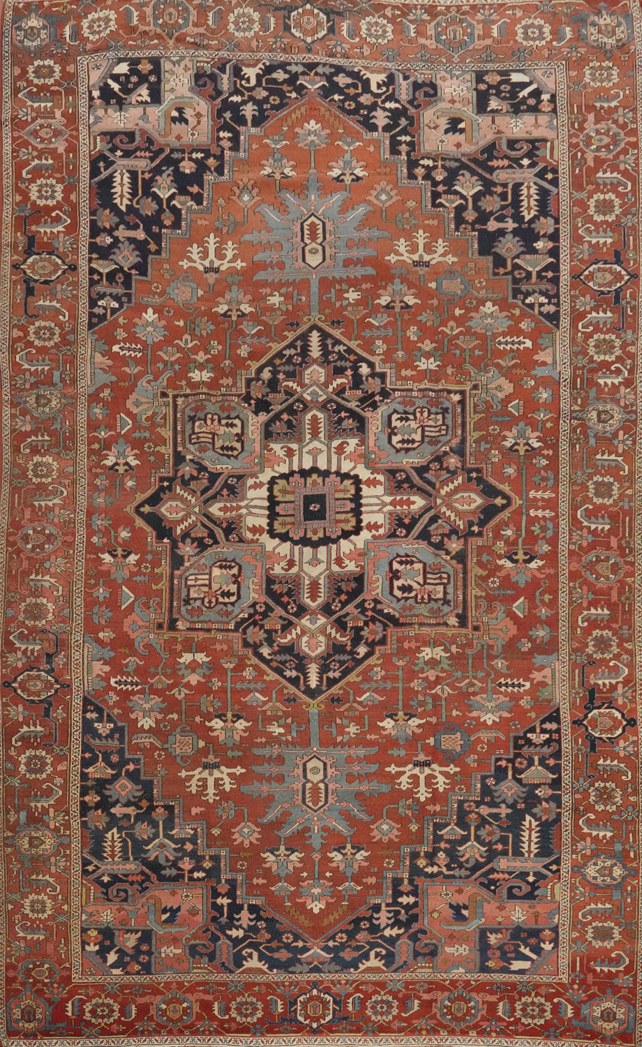 Pre-1900 Vegetable Dye Heriz Serapi Persian Large Rug 10x15
