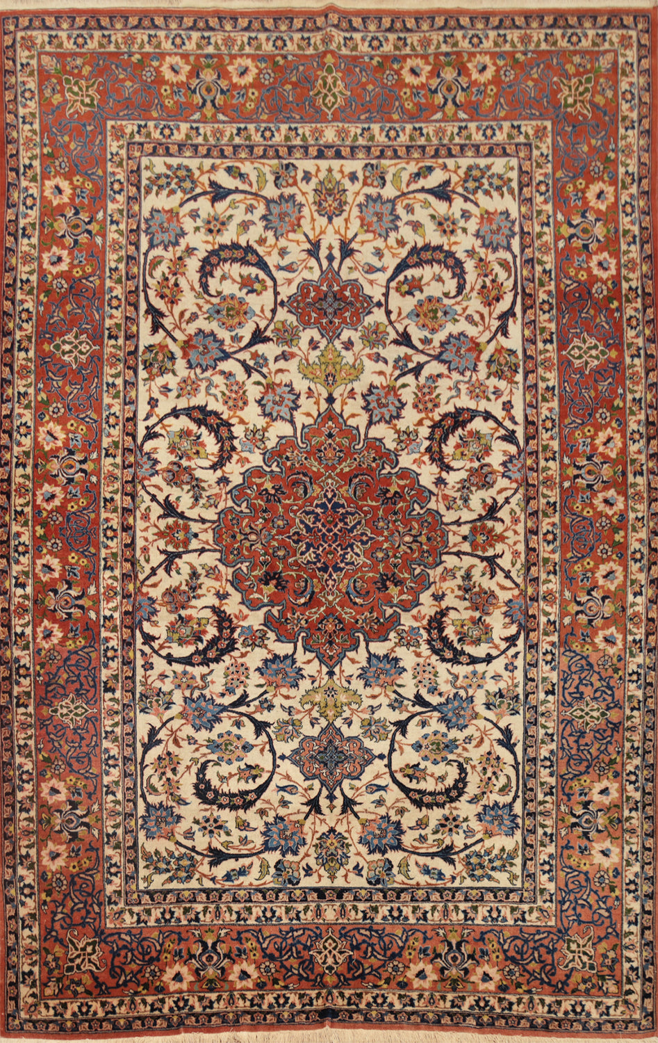 Vegetable Dye Floral Isfahan Persian Rug 5x7