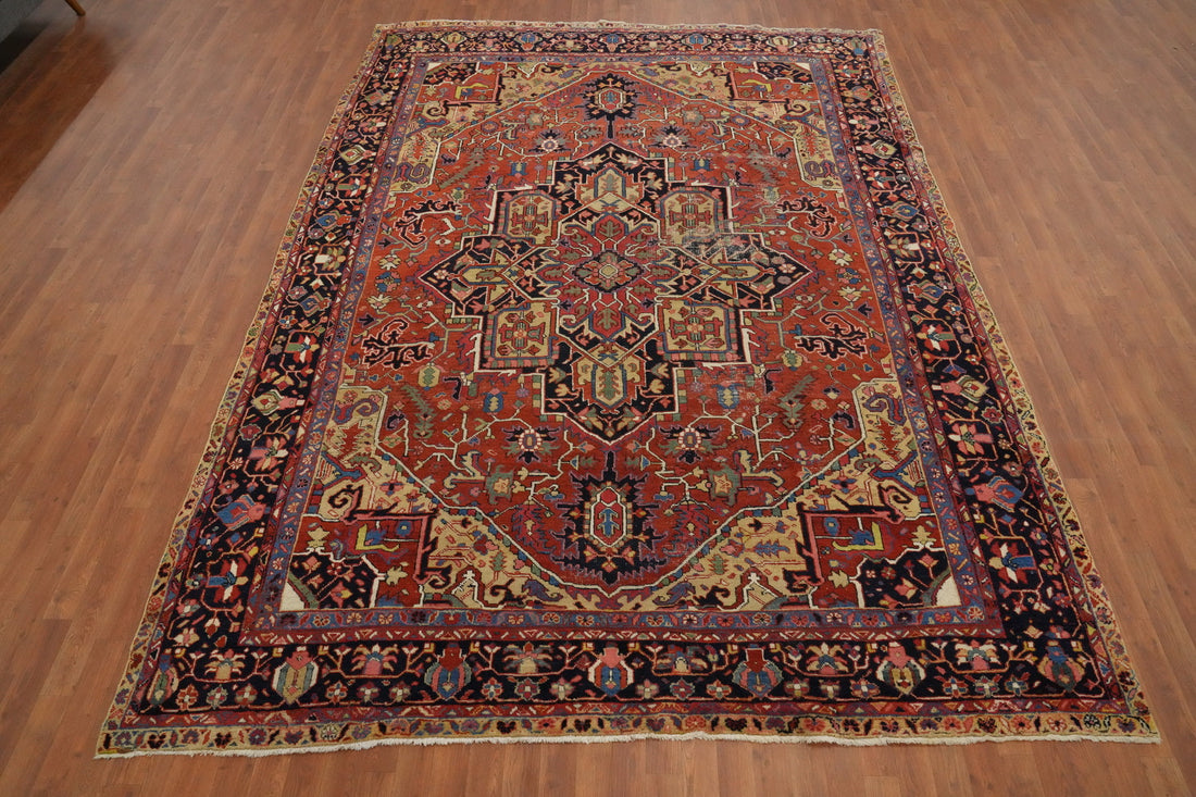 Antique Vegetable Dye Heriz Serapi Persian Area Rug 8x12