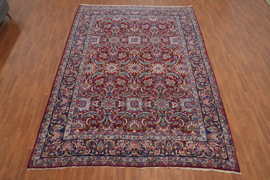 Antique Vegetable Dye Yazd Persian Large Rug 10x14