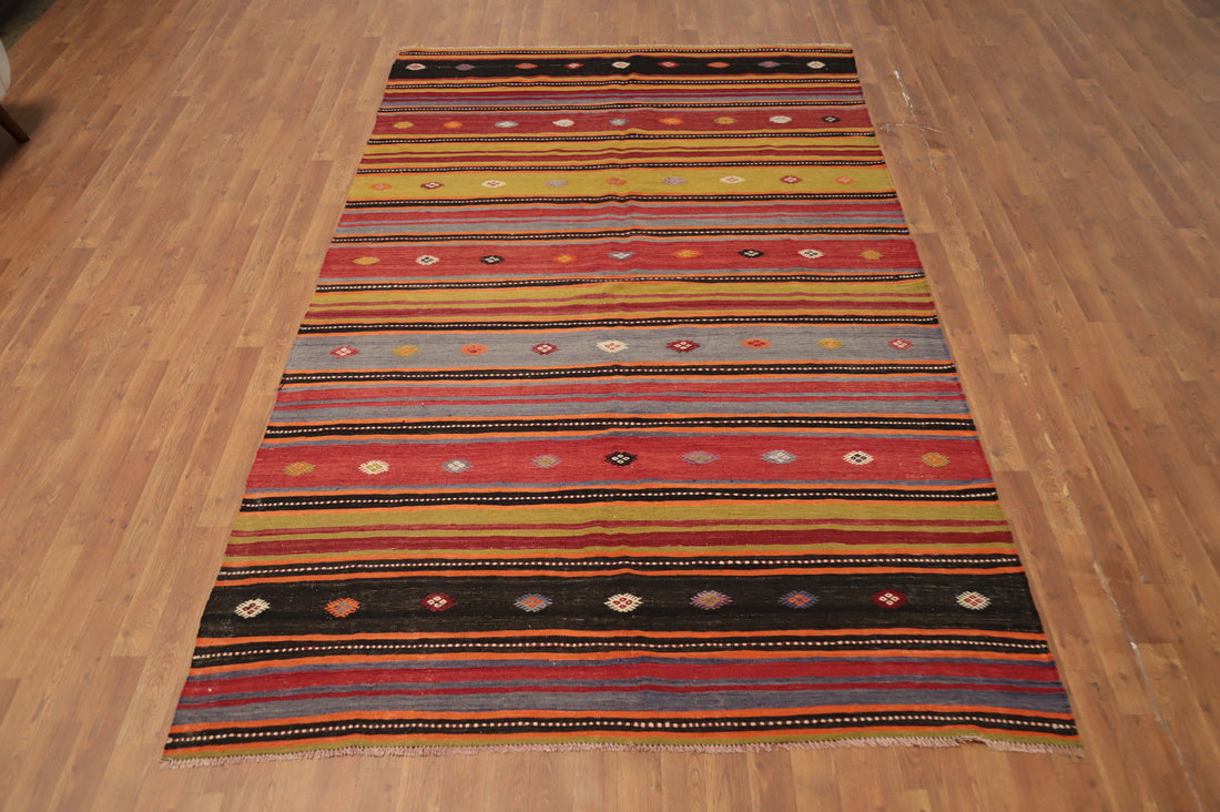 Vegetable Dye Kilim Turkish Area Rug 6x10