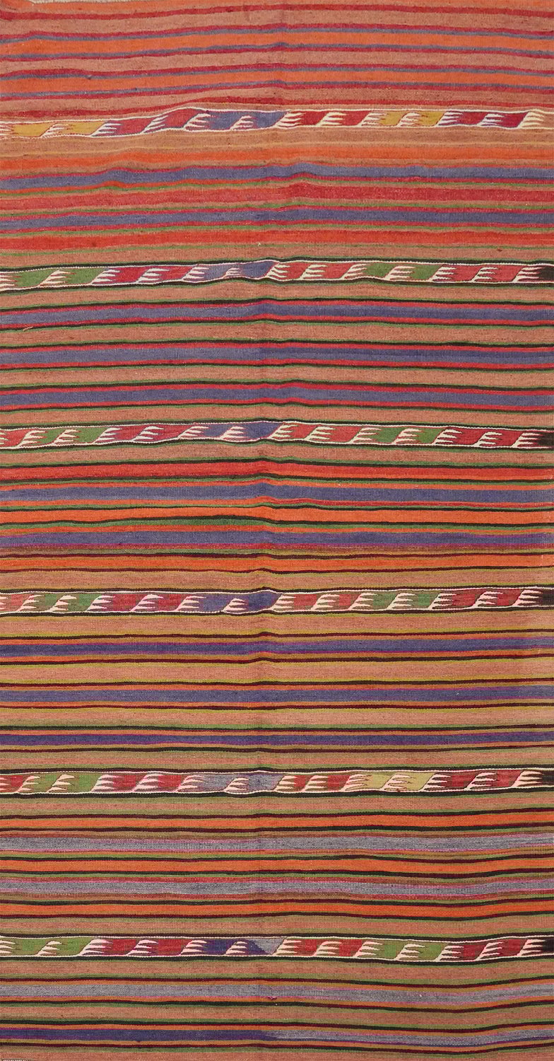 Vegetable Dye Kilim Turkish Runner Rug 4x9