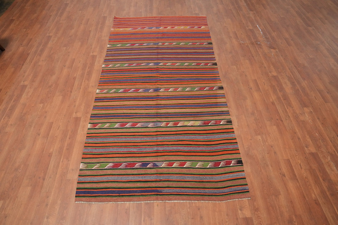 Vegetable Dye Kilim Turkish Runner Rug 4x9