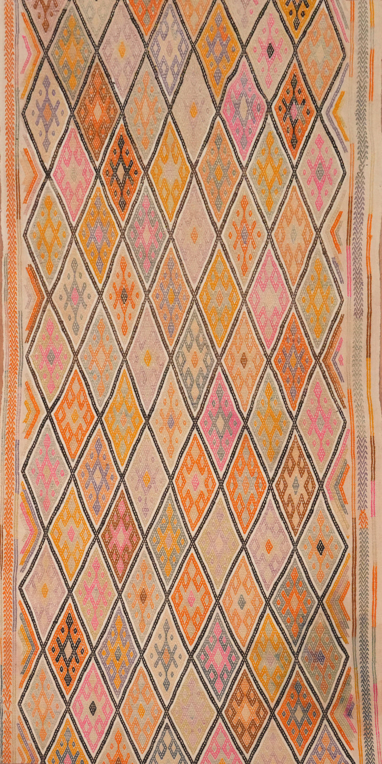 Elegant Diamond Kilim Runner Rug 3x9 with Vibrant Colors