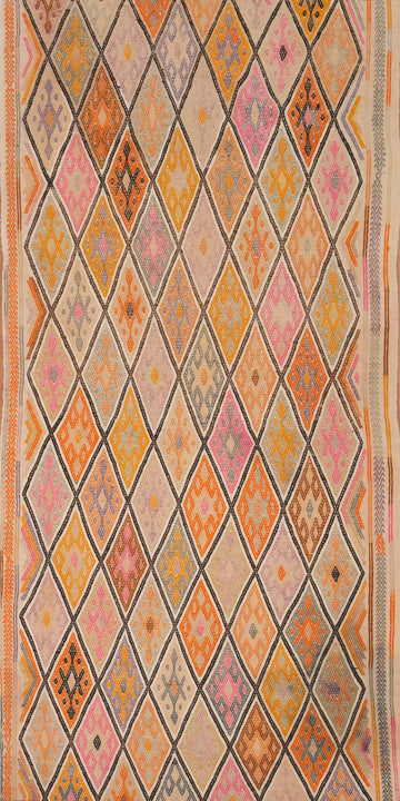 Elegant Diamond Kilim Runner Rug 3x9 with Vibrant Colors