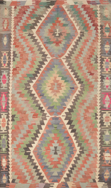 Vegetable Dye Kilim Geometric Area Rug 6x10