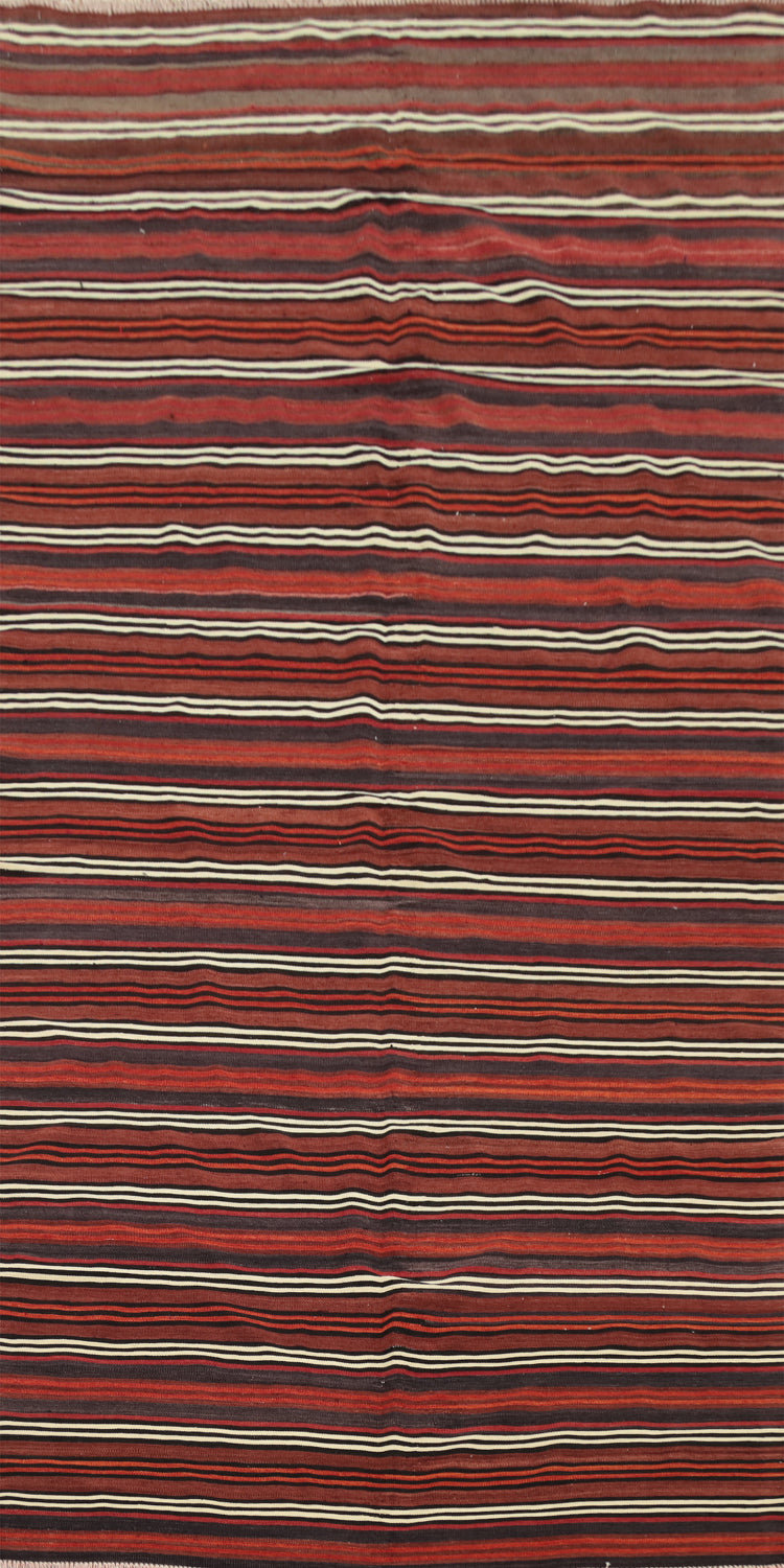 Striped Wool Kilim Vegetable Dye Area Rug 5x12