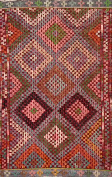 Vegetable Dye Kilim Geometric Area Rug 6x9