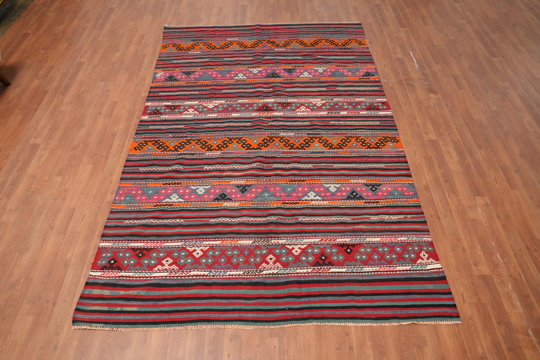 Vegetable Dye Kilim Geomeric Area Rug 6x9
