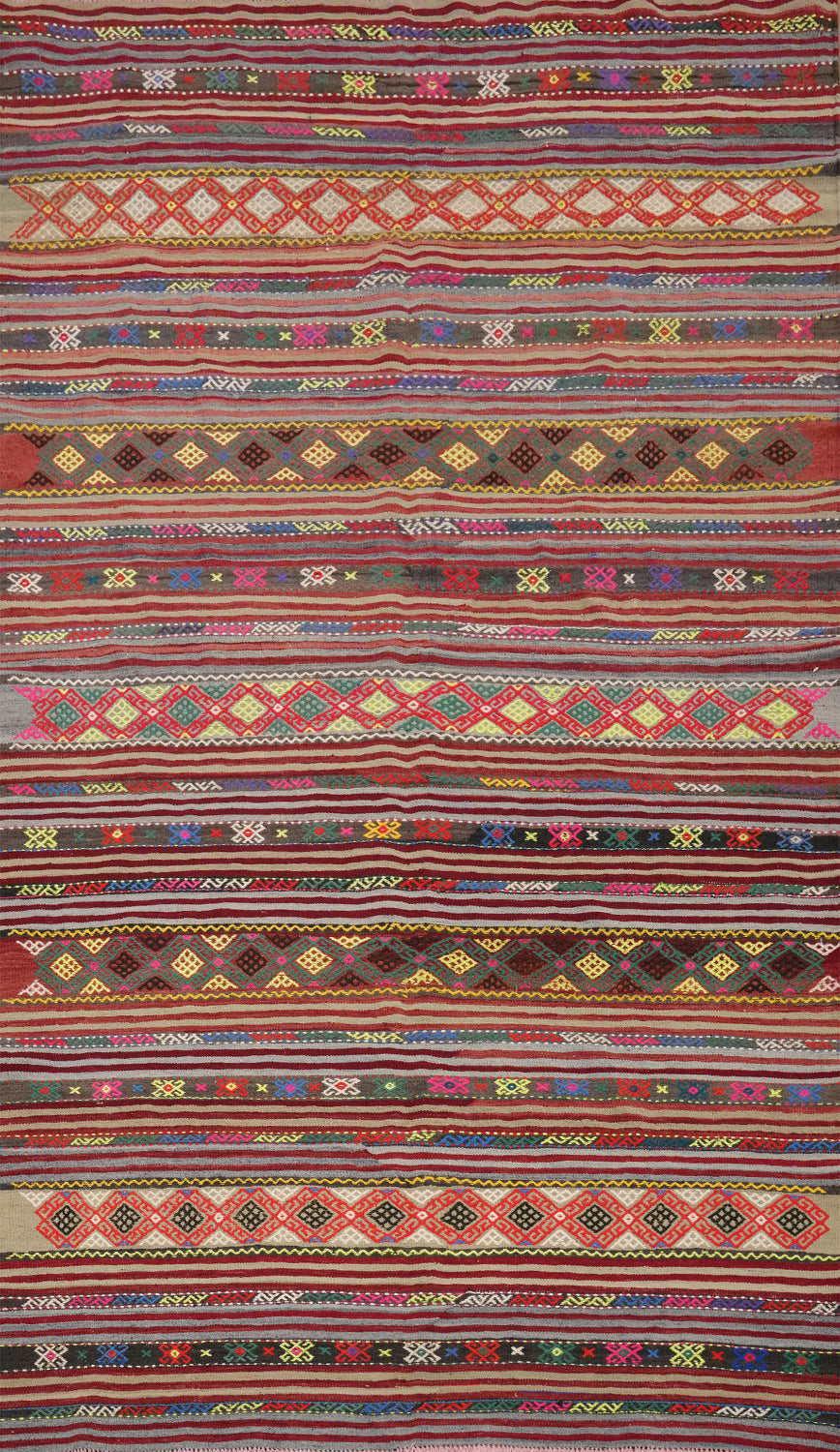 Vegetable Dye Kilim Geometric Area Rug 6x9