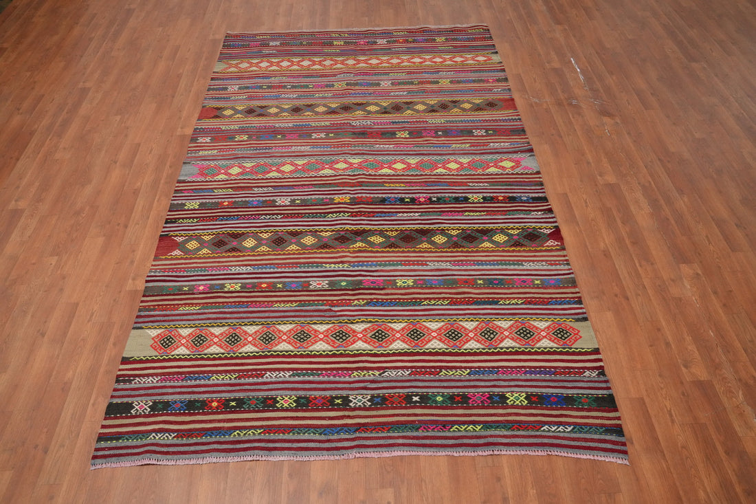 Vegetable Dye Kilim Geometric Area Rug 6x9