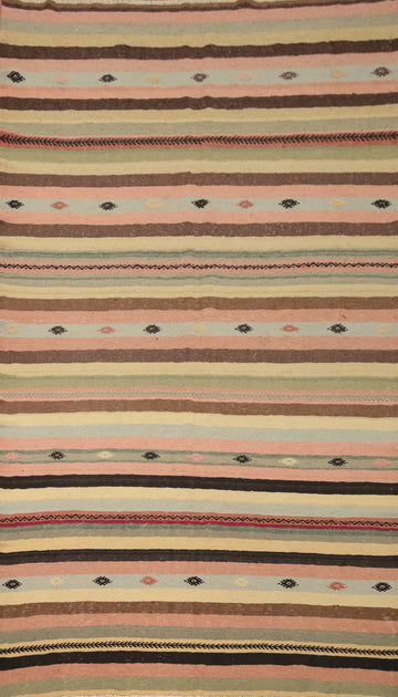 Striped Kilim Area Rug 6x10 with Warm Hues Perfect for Cozy Spaces