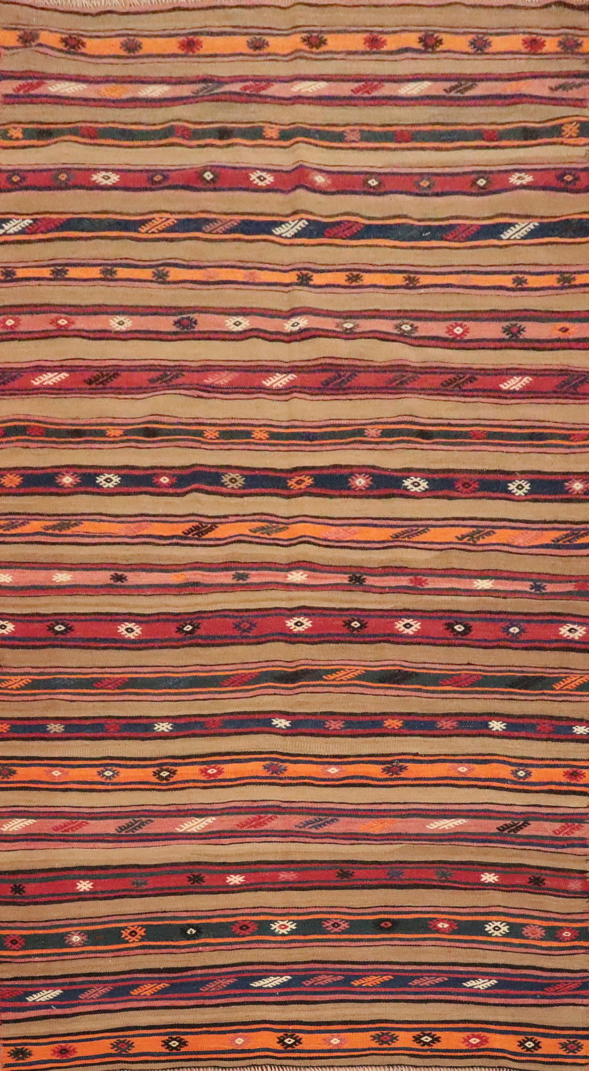 Vegetable Dye Kilim Striped Area Rug 5x8