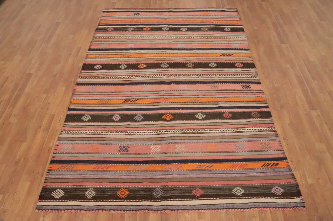 Vegetable Dye Kilim Turkish Area Rug 6x9