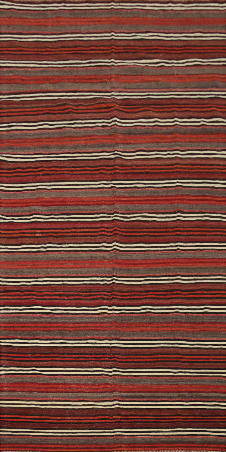 Vibrant Stripes Handwoven Wool Kilim Area Rug 5x11