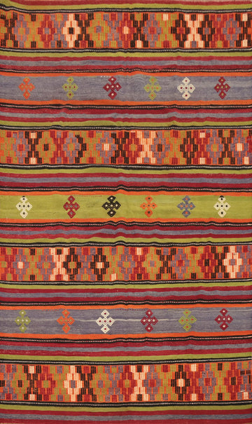 Colorful Kilim Area Rug 5x9 with Ethnic Designs for Living Spaces