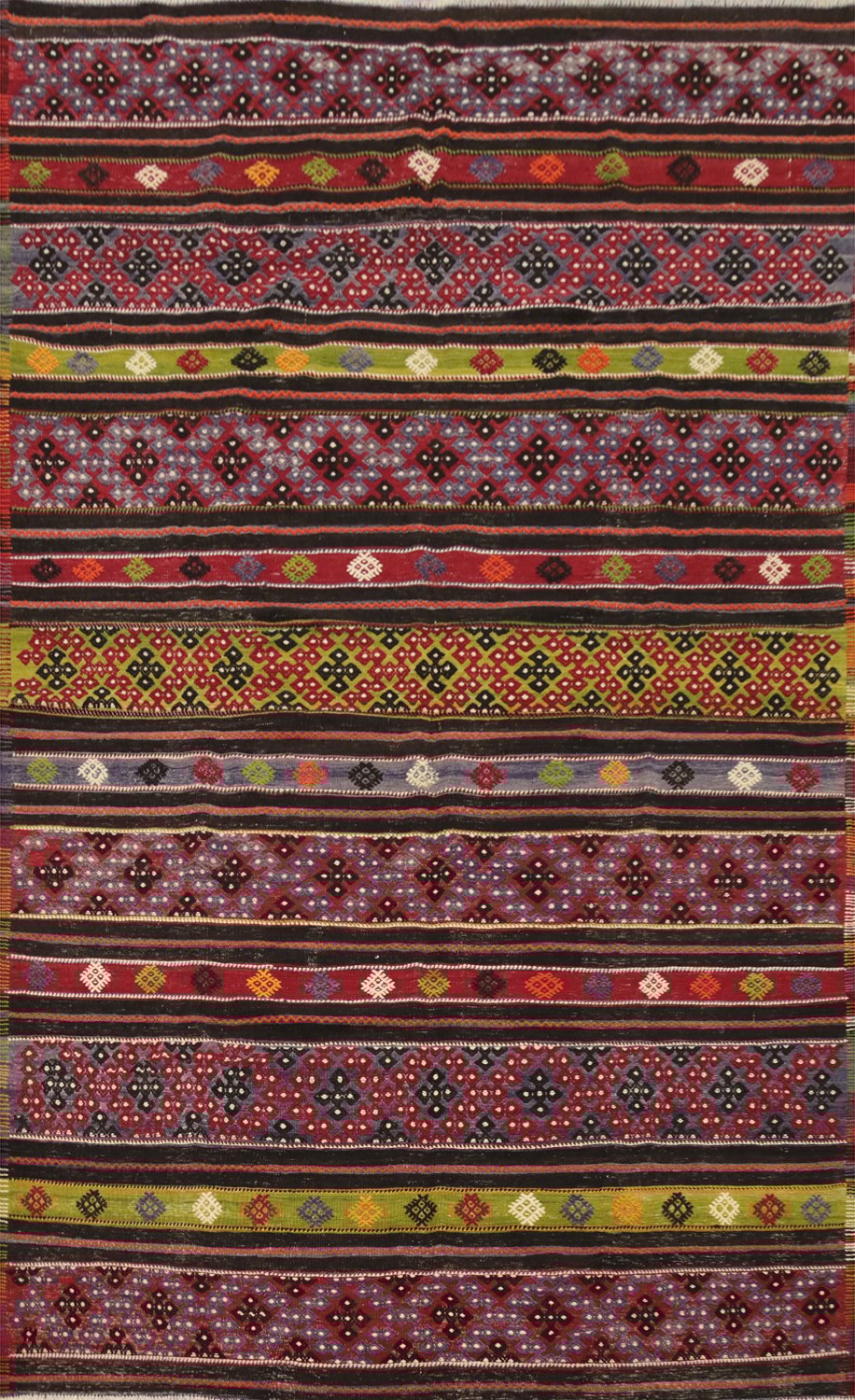 Stunning Artisan Kilim Area Rug 6x10 with Striking Flashes of Color
