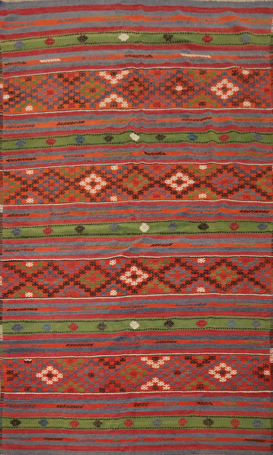 Southwestern Geometric Kilim Area Rug 6x10 with Bold Colorful Stripes