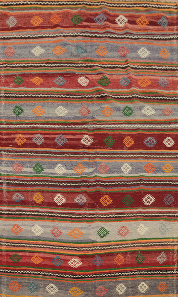 Multicolor Striped Kilim Area Rug 5x8 for Eclectic Interiors
