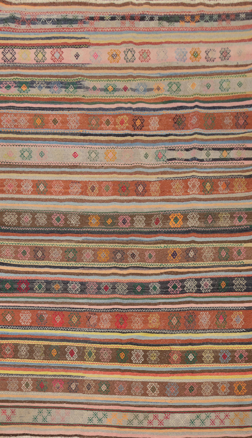 Vegetable Dye Kilim Turkish Area Rug 5x9