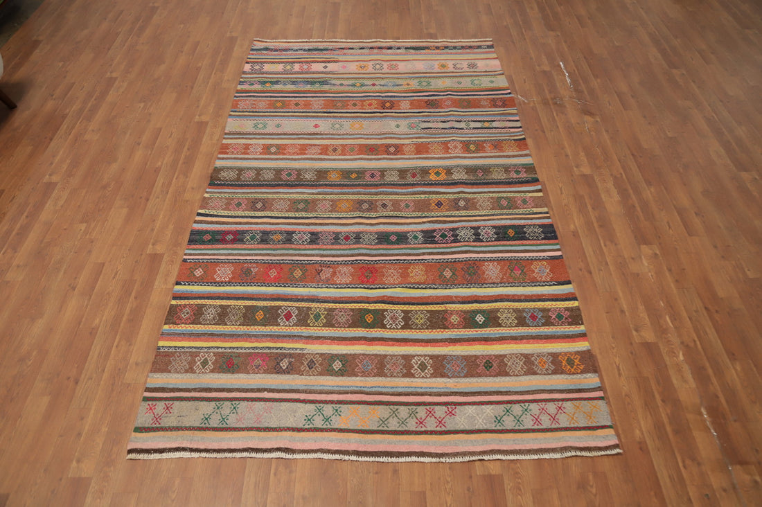 Vegetable Dye Kilim Turkish Area Rug 5x9