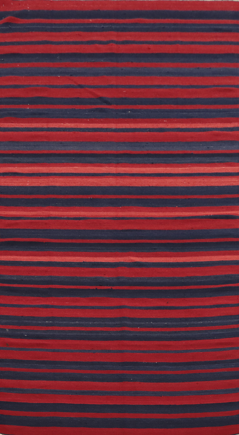 Vegetable Dye Kilim Striped Wool Area Rug 5x10