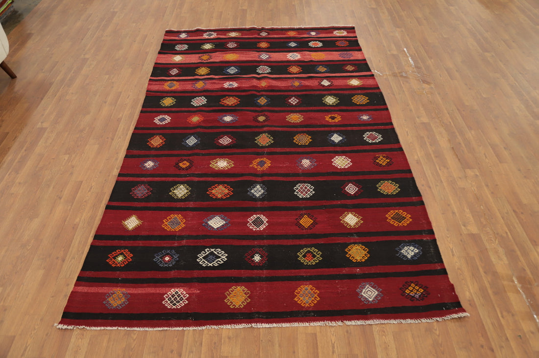 Vegetable Dye Kilim Geometric Wool Area Rug 6x10