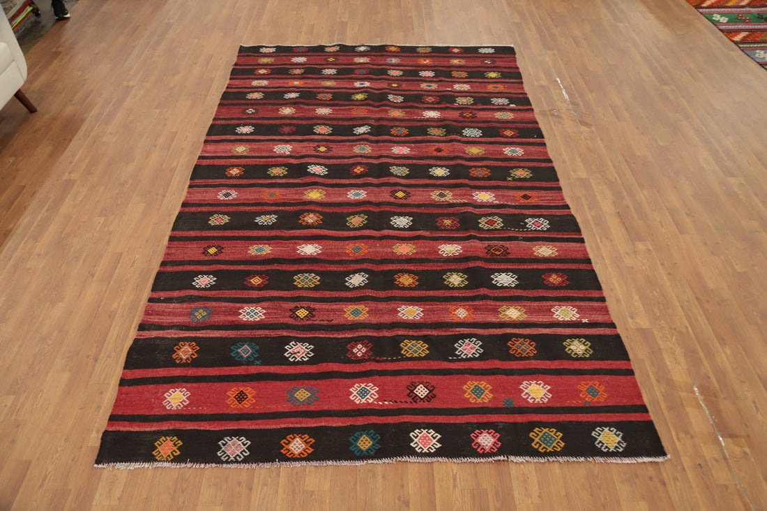 Vegetable Dye Kilim Geometric Wool Area Rug 6x10