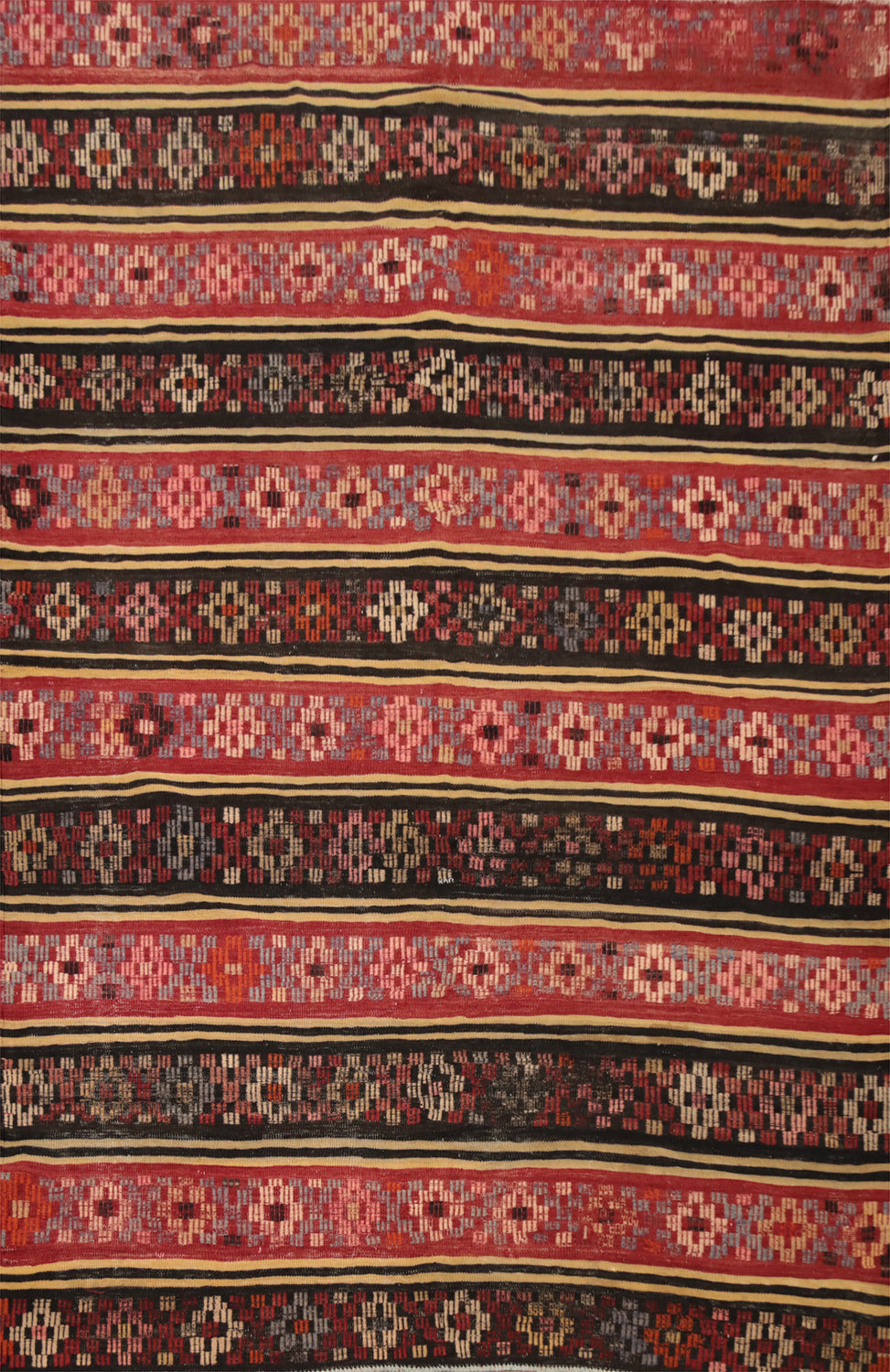 Striped Wool Kilim Vegetable Dye Area Rug 6x8