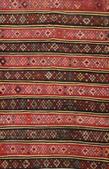Striped Wool Kilim Vegetable Dye Area Rug 6x8