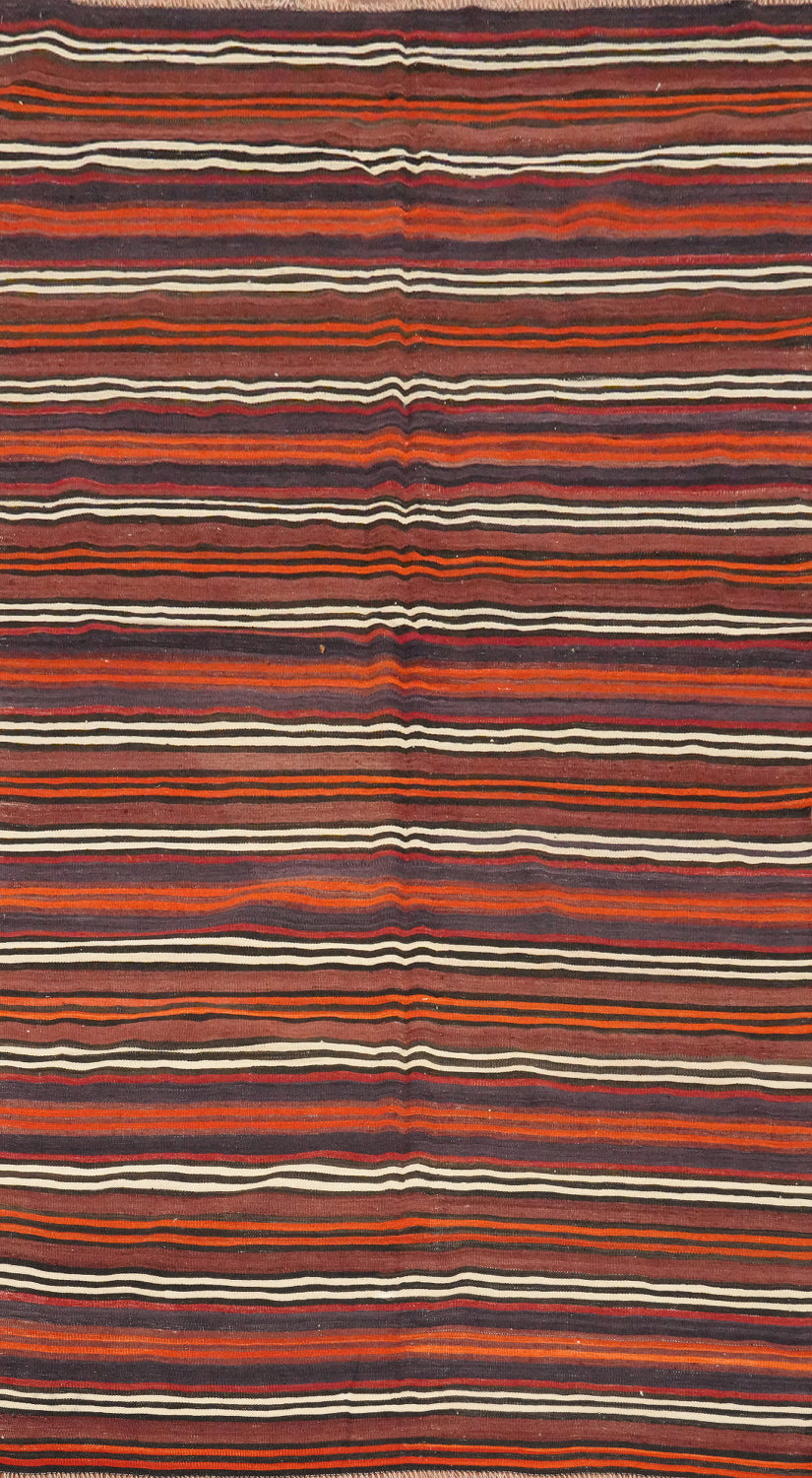 Vibrant Striped Kilim Area Rug 5x9 with Warm and Inviting Colors