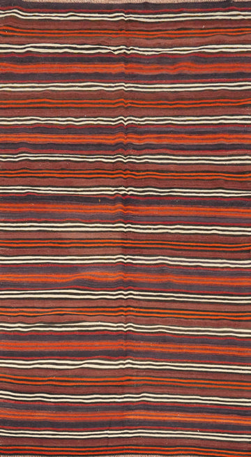 Vibrant Striped Kilim Area Rug 5x9 with Warm and Inviting Colors