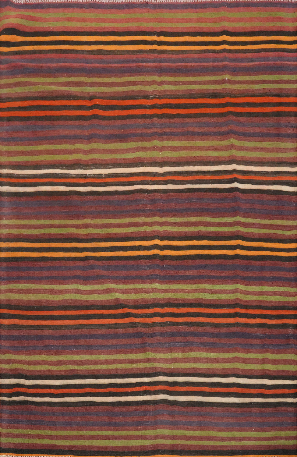 Vegetable Dye Kilim Striped Wool Area Rug 5x7
