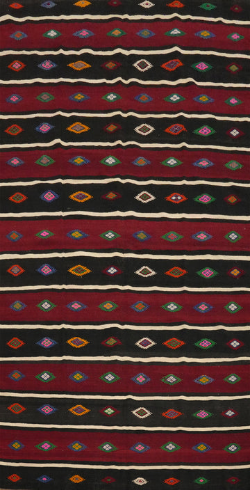 Vegetable Dye Kilim Geometric Area Rug 6x11