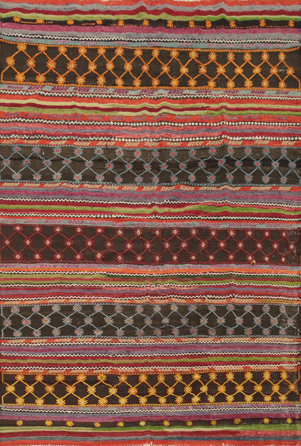 Vegetable Dye Kilim Geometric Wool Area Rug 6x8