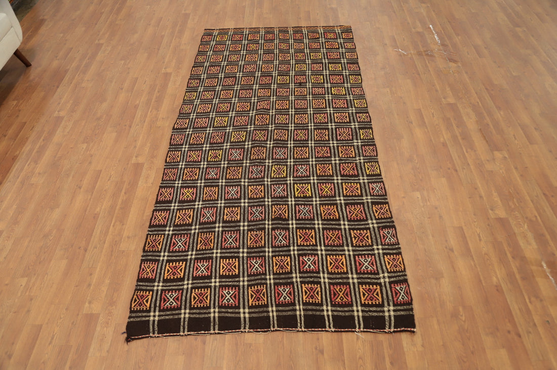 Vegetable Dye Kilim Turkish Runner Rug 4x9