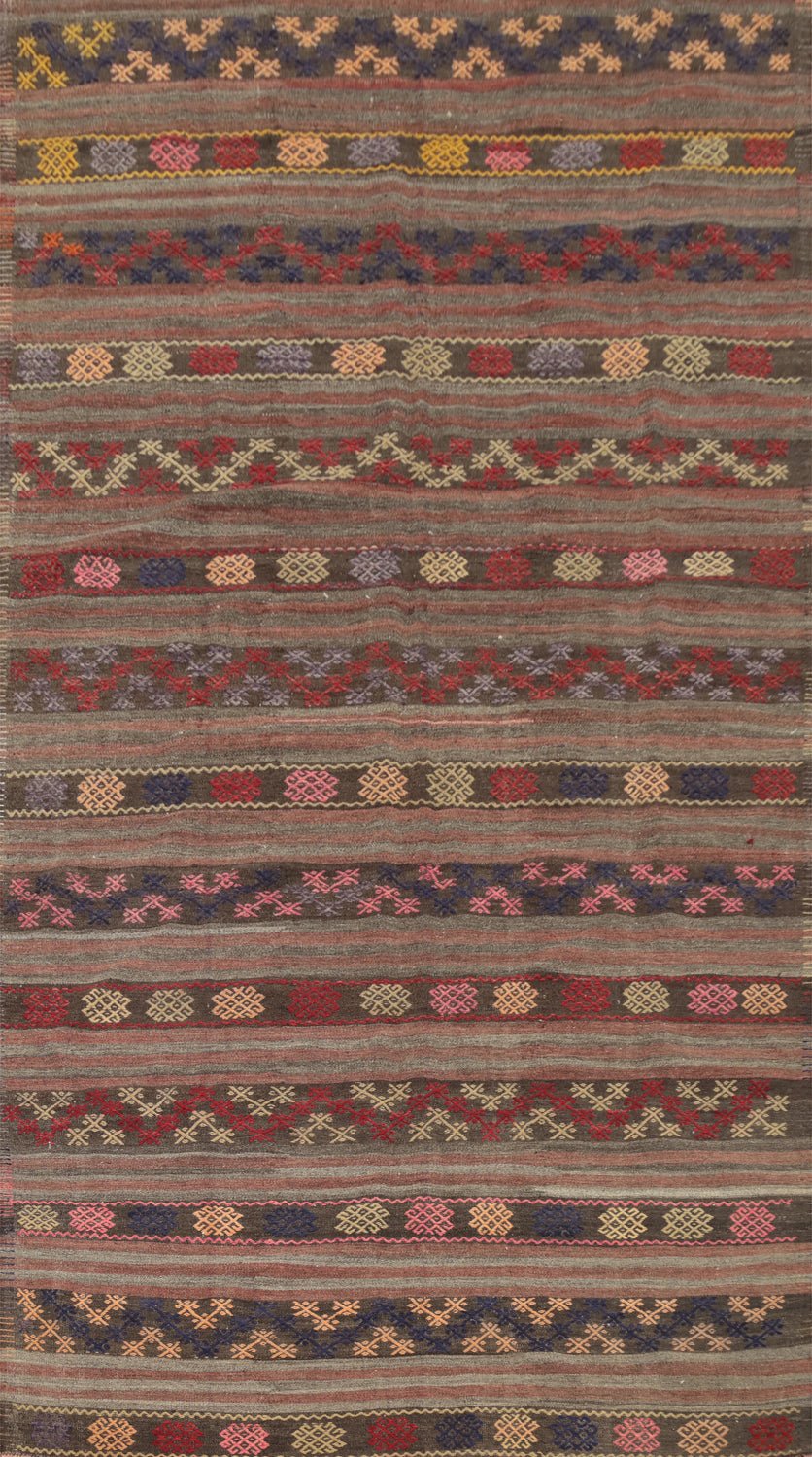 Vegetable Dye Kilim Geometric Area Rug 7x11